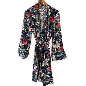 Banana Republic Zebra Floral Print Robe Womens Sz M Loungewear Intimates